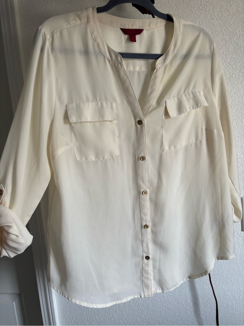 212 Collection Cream Button-Front Blouse